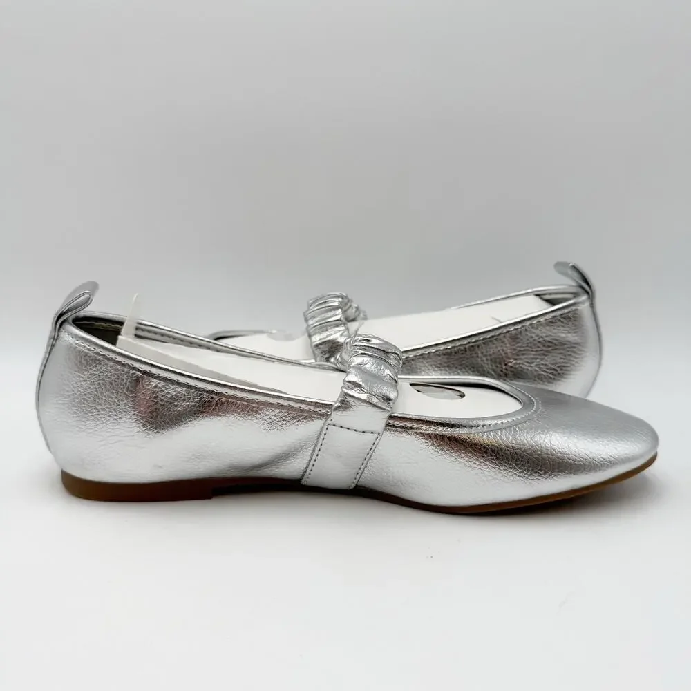MIA Womens Uliana Ballet Flats Size 8.5 M EU 39 Silver Leather NWOB